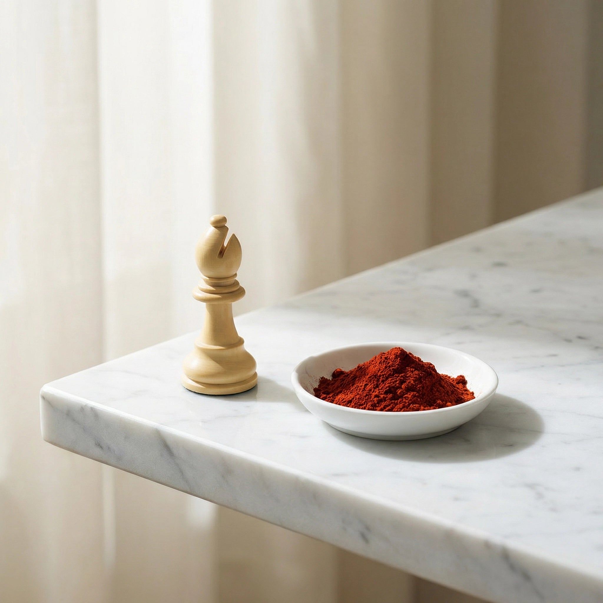 Astaxanthin-Illustration im Schach-Stil — der Läufer in der base. Wirkstoff-Aufstellung